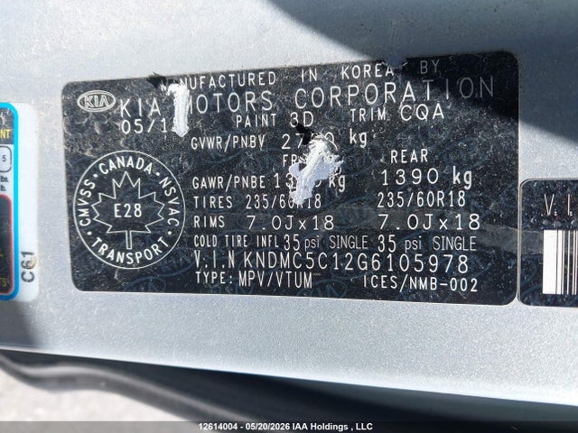 Auction sale of the 2016 Kia Sedona Sx, vin: KNDMC5C12G6105978, lot number: 12614004