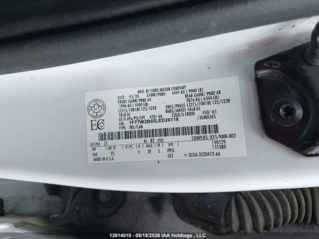 Продажа на аукционе авто 2020 Ford F250 Super Duty, vin: 1FT7W2B65LED26118, номер лота: 12614010