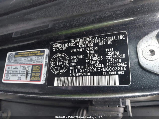Продажа на аукционе авто 2021 Kia Sorento Lx, vin: 5XYRGDLC9MG003866, номер лота: 12614012