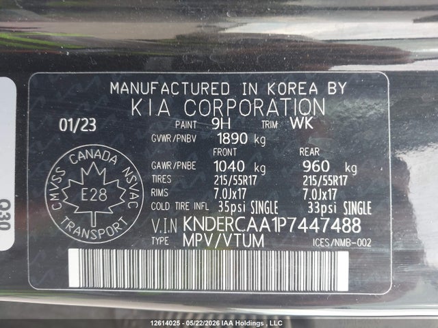 12614025 :رقم المزاد ، KNDERCAA1P7447488 vin ، 2023 Kia Seltos Ex/ex Premium مزاد بيع