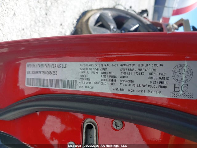 Продажа на аукционе авто 2021 Ram 1500 Classic Tradesman, vin: 3C6RR7KT5MG664252, номер лота: 12614028
