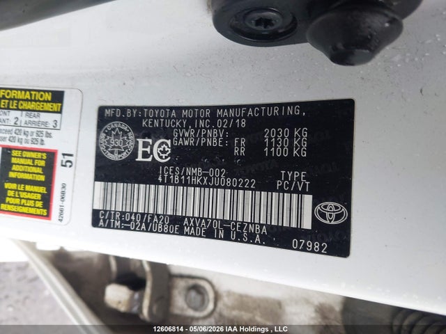 4T1B11HKXJU080222 Toyota CAMRY LE