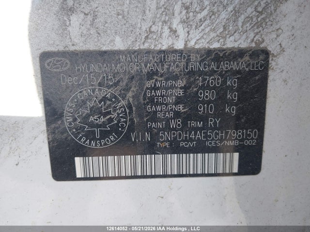 5NPDH4AE5GH798150 Hyundai ELANTRA GL