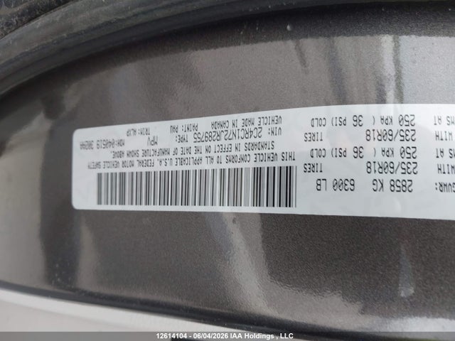 12614104 :رقم المزاد ، 2C4RC1N72JR289755 vin ، 2018 Chrysler Pacifica Hybrid Limited مزاد بيع