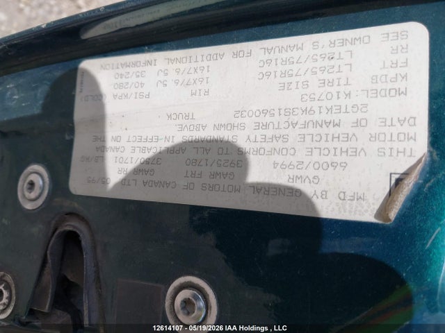 Aukcja sprzedaży 1995 Gmc Sierra K1500, vin: 2GTEK19K3S1560032, numer aukcji: 12614107
