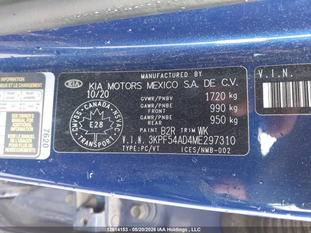 3KPF54AD4ME297310 KIA Forte Ex/ex Premium/ex+