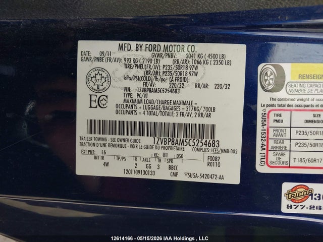Продаж на аукціоні авто 2012 Ford Mustang V6 Premium, vin: 1ZVBP8AM5C5254683, номер лоту: 12614166