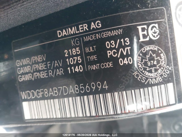 Aukcja sprzedaży 2013 Mercedes-benz C 300 4matic, vin: WDDGF8AB7DA856994, numer aukcji: 12614176