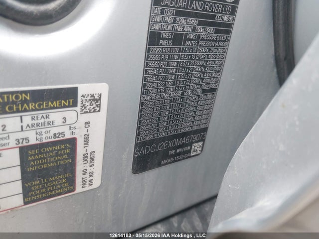 Jaguar F-pace P250 S 2021 SADCJ2EX0MA679073 Image 9