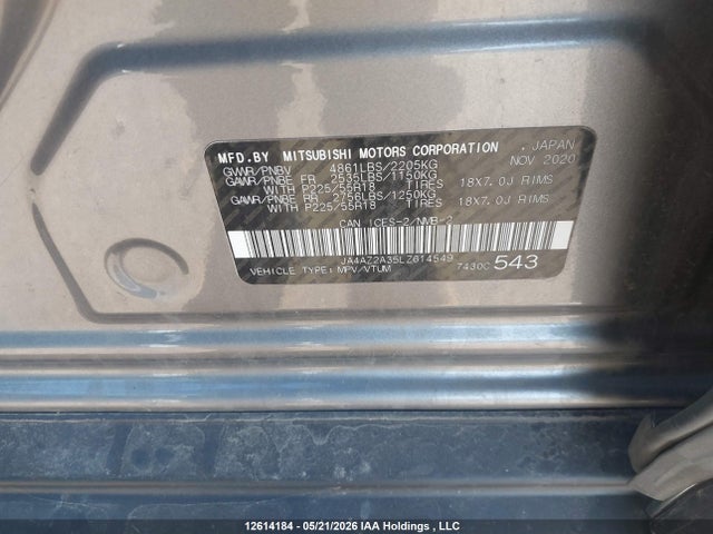 JA4AZ2A35LZ614549 Mitsubishi Outlander Es/ex/ex-l