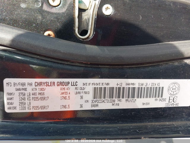 Auction sale of the 2012 Dodge Journey Sxt   Crew, vin: 3C4PDCCG4CT312200, lot number: 12614185