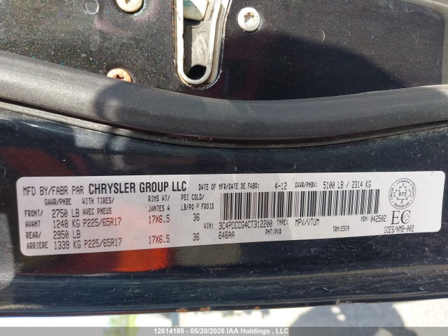 Auction sale of the 2012 Dodge Journey Sxt   Crew, vin: 3C4PDCCG4CT312200, lot number: 12614185