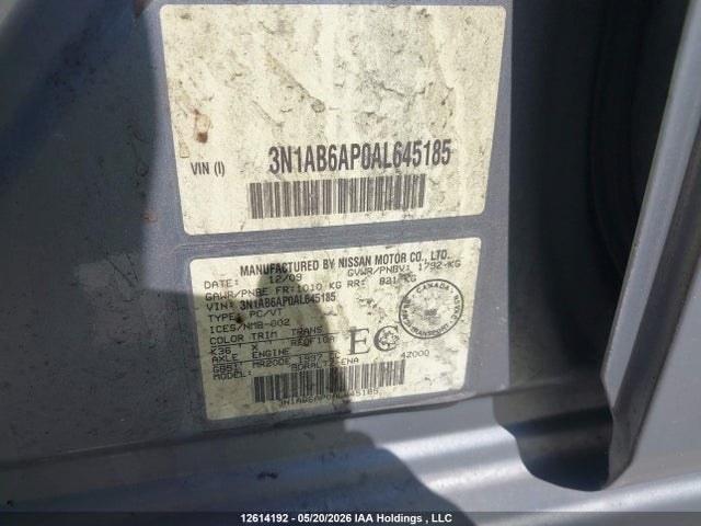 Aukcja sprzedaży 2010 Nissan Sentra 2.0/2.0s/sr/2.0sl, vin: 3N1AB6AP0AL645185, numer aukcji: 12614192