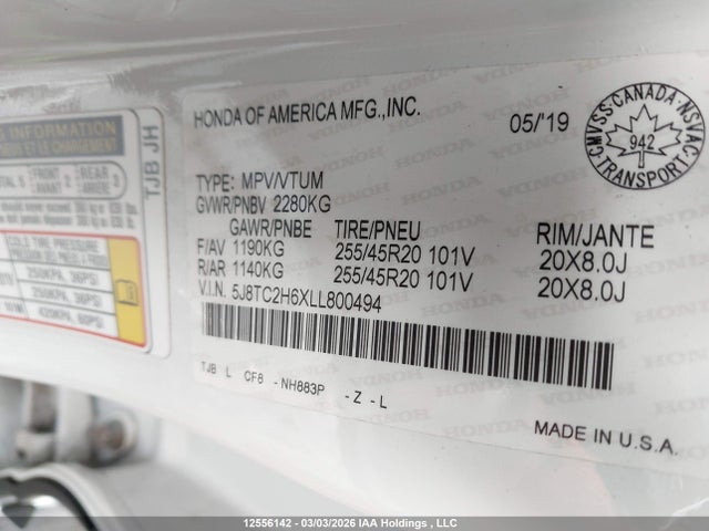5J8TC2H6XLL800494 Acura Rdx A-spec