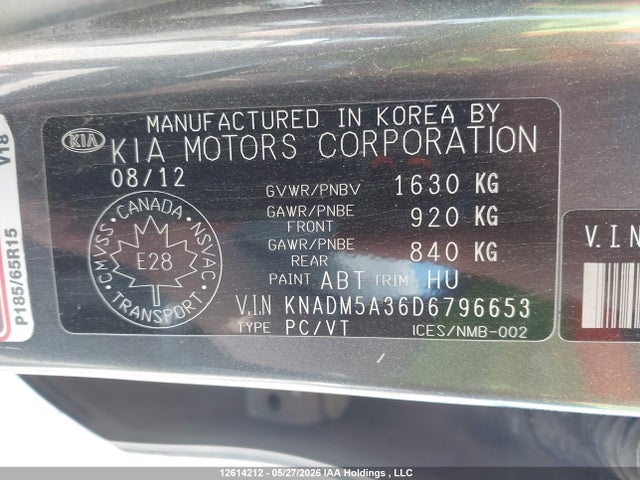 Aukcja sprzedaży 2013 Kia Rio Ex/lx/lx+/sx, vin: KNADM5A36D6796653, numer aukcji: 12614212