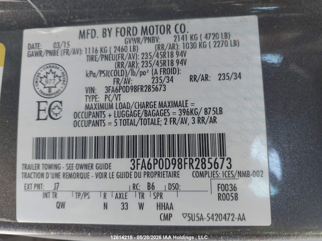 Ford Fusion Titanium 2015 3FA6P0D98FR285673 Image 18