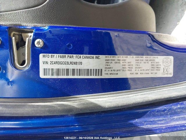 Продажа на аукционе авто 2020 Dodge Grand Caravan, vin: 2C4RDGCG3LR248170, номер лота: 12614221