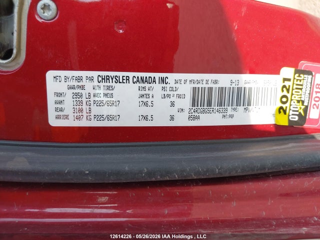 2014 Dodge Grand Caravan Se მანქანა იყიდება აუქციონზე, vin: 2C4RDGBG5ER146339, აუქციონის ნომერი: 12614226