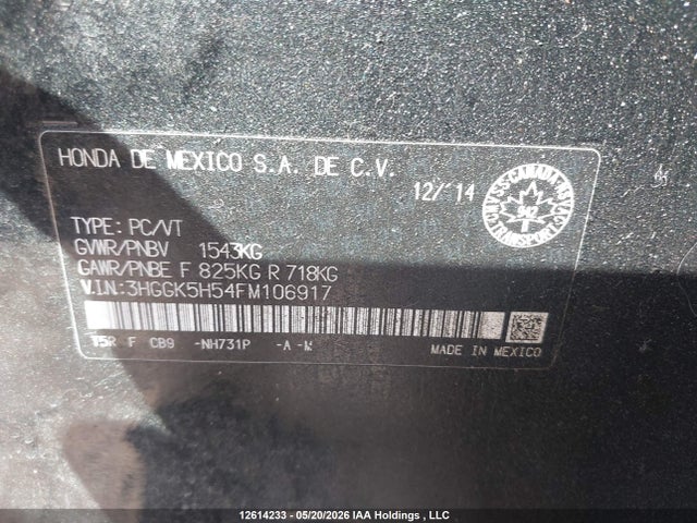 3HGGK5H54FM106917 Honda FIT LX