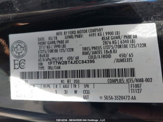 Ford F250 Super Duty 2018 1FT7W2BT4JEC84396 Image 9