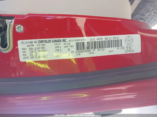 12614253 :رقم المزاد ، 2C4RDGBG9FR633853 vin ، 2015 Dodge Grand Caravan Se/sxt مزاد بيع