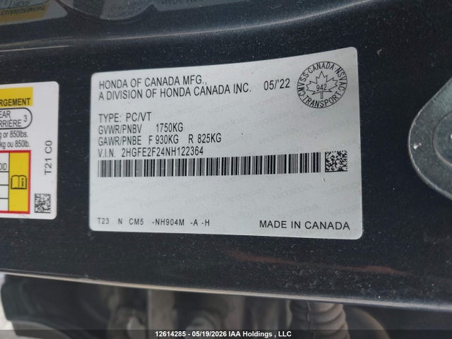 Honda Civic 2022 2HGFE2F24NH122364 Image 19
