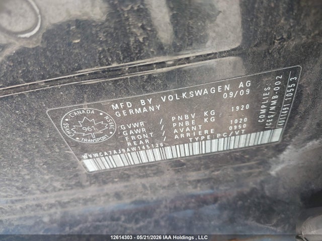 2010 Volkswagen Golf მანქანა იყიდება აუქციონზე, vin: WVWCA7AJ9AW145126, აუქციონის ნომერი: 12614303