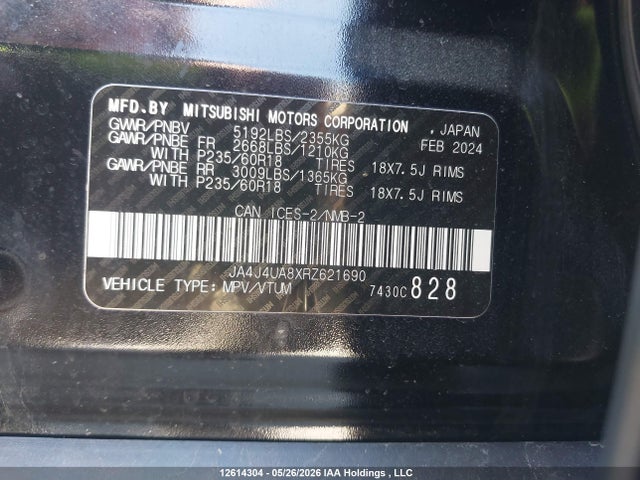 Продаж на аукціоні авто 2024 Mitsubishi Outlander Es, vin: JA4J4UA8XRZ621690, номер лоту: 12614304
