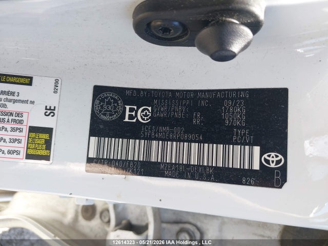 2024 Toyota Corolla მანქანა იყიდება აუქციონზე, vin: 5YFB4MDE8RP089054, აუქციონის ნომერი: 12614323