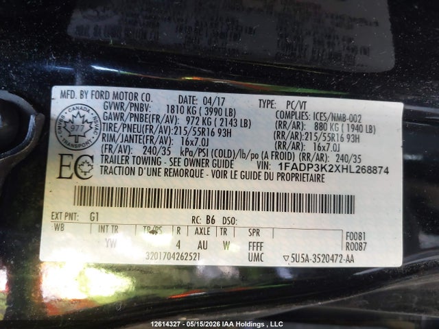 1FADP3K2XHL268874 Ford FOCUS SE