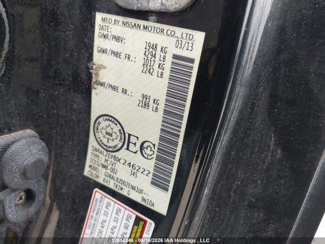 Продаж на аукціоні авто 2013 Nissan Altima 2.5 S, vin: 1N4AL2EP8DC246222, номер лоту: 12614346