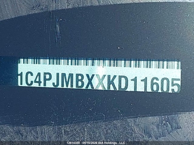 12614358 :رقم المزاد ، 1C4PJMBXXKD116055 vin ، 2019 Jeep Cherokee Trailhawk مزاد بيع