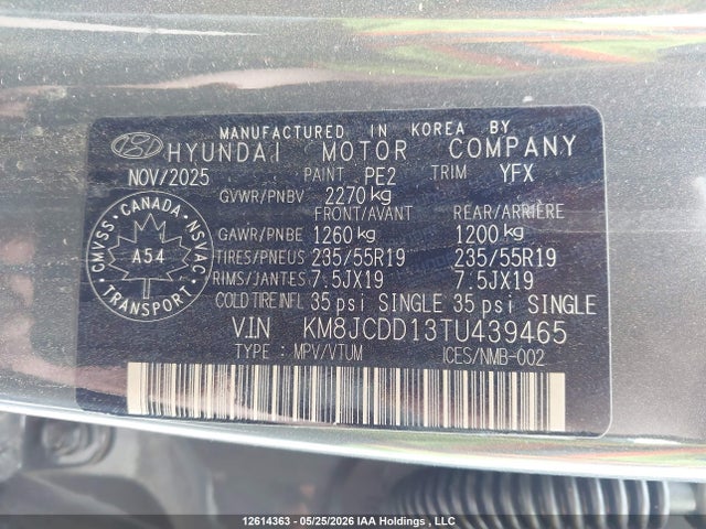 Продаж на аукціоні авто 2026 Hyundai Tucson Ultimate Hybrid Awd, vin: KM8JCDD13TU439465, номер лоту: 12614363