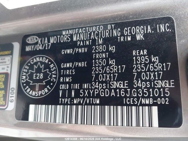 KIA Sorento 2018 5XYPGDA16JG351015 Image 18