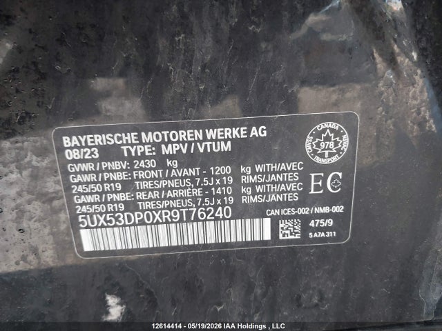 5UX53DP0XR9T76240 BMW X3 Xdrive30i