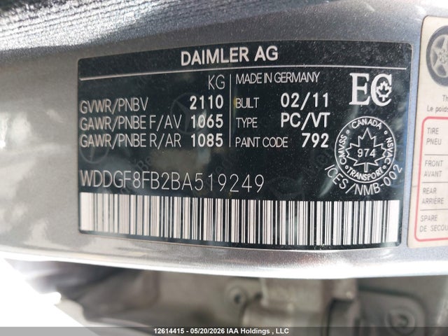 2011 Mercedes-benz C 250 4matic მანქანა იყიდება აუქციონზე, vin: WDDGF8FB2BA519249, აუქციონის ნომერი: 12614415