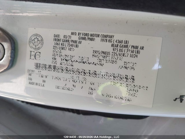 1FMCU0F66MUA42020 Ford ESCAPE S