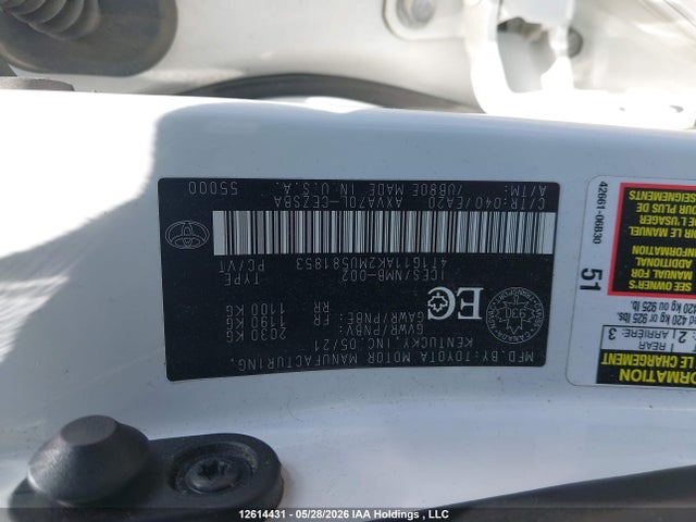 2021 Toyota Camry Se მანქანა იყიდება აუქციონზე, vin: 4T1G11AK2MU581853, აუქციონის ნომერი: 12614431