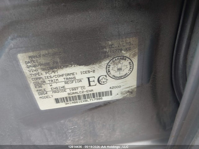 2008 Nissan Sentra 2.0/2.0s/2.0sl მანქანა იყიდება აუქციონზე, vin: 3N1AB61EX8L717986, აუქციონის ნომერი: 12614436
