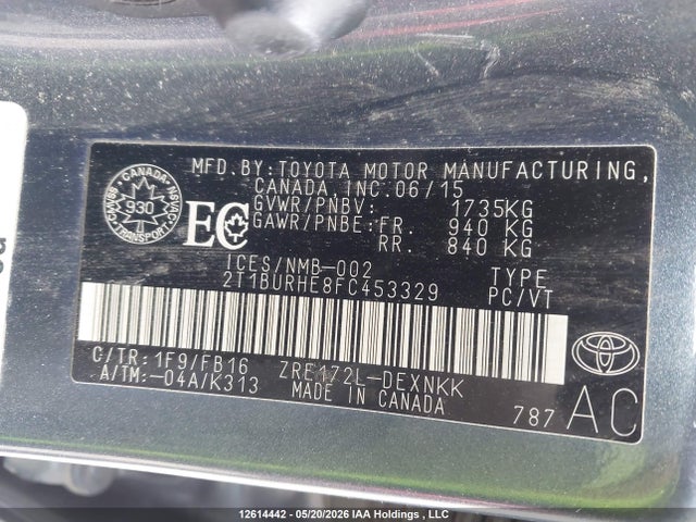 2T1BURHE8FC453329 Toyota Corolla