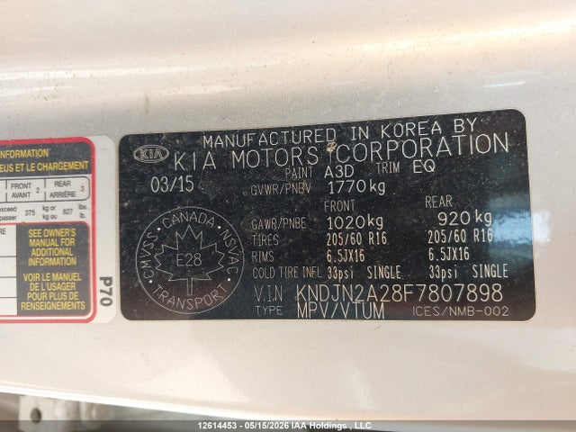 Продажа на аукционе авто 2015 Kia Soul Lx/lx+, vin: KNDJN2A28F7807898, номер лота: 12614453