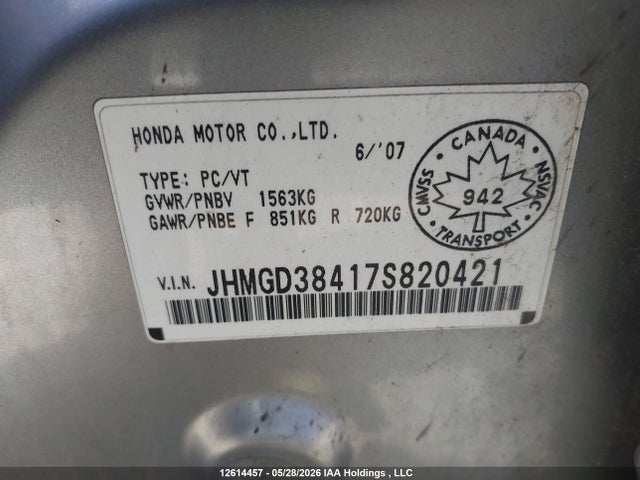 Продаж на аукціоні авто 2007 Honda Fit Lx, vin: JHMGD38417S820421, номер лоту: 12614457