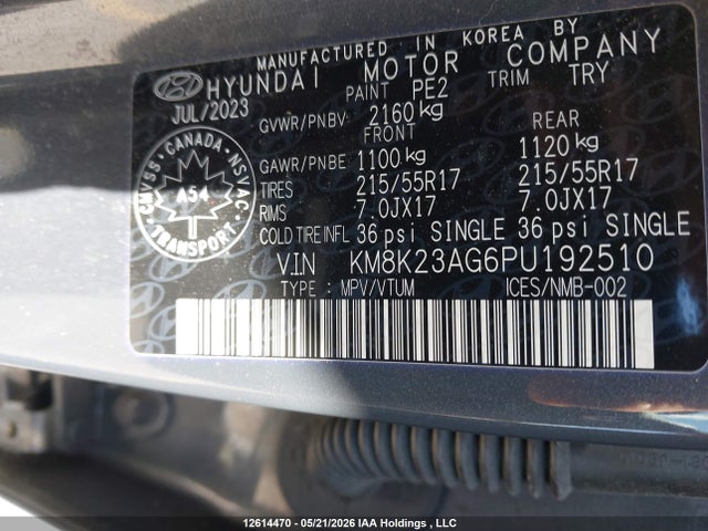 Продаж на аукціоні авто 2023 Hyundai Kona Se, vin: KM8K23AG6PU192510, номер лоту: 12614470