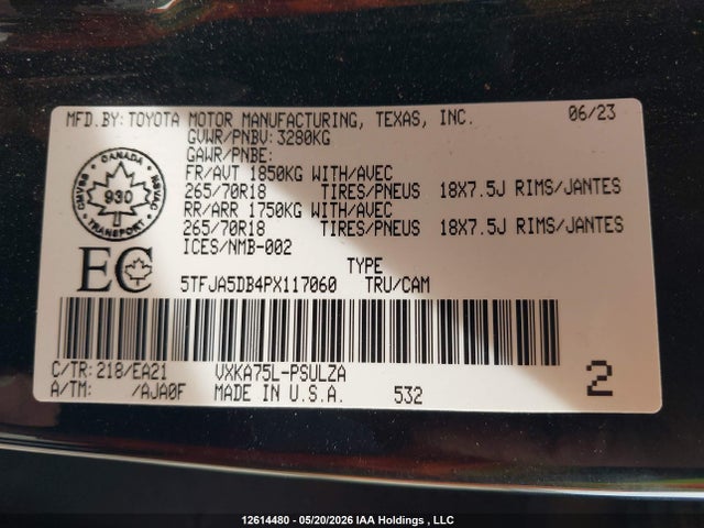 5TFJA5DB4PX117060 Toyota Tundra