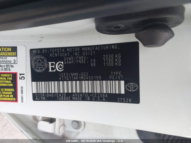 4T1G11AK1MU450199 Toyota CAMRY SE