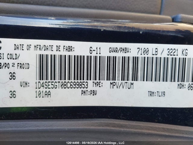 Продаж на аукціоні авто 2011 Dodge Durango Citadel, vin: 1D4SE5GT0BC699853, номер лоту: 12614498
