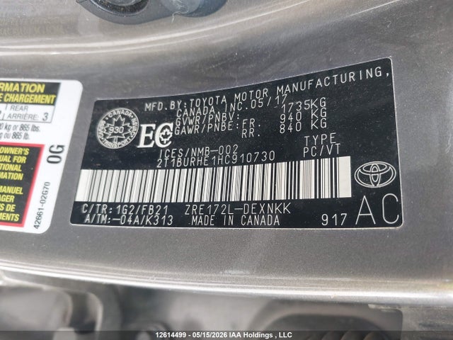 2T1BURHE1HC910730 Toyota Corolla L/le/xle/se/xse