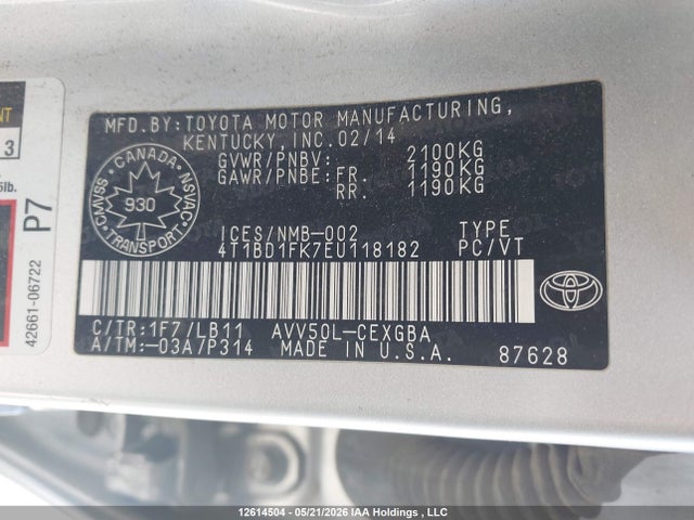 Toyota Camry 2014 4T1BD1FK7EU118182 Image 19