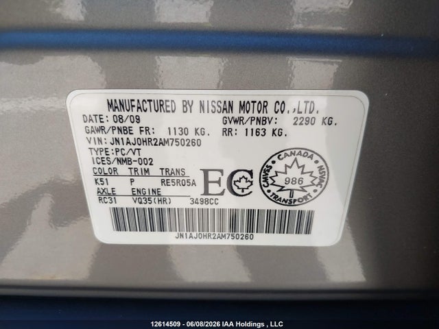Продаж на аукціоні авто 2010 Infiniti Ex35 Journey, vin: JN1AJ0HR2AM750260, номер лоту: 12614509
