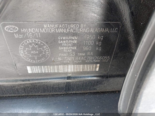 Продажа на аукционе авто 2011 Hyundai Sonata Gls, vin: 5NPEB4AC7BH266055, номер лота: 12614532